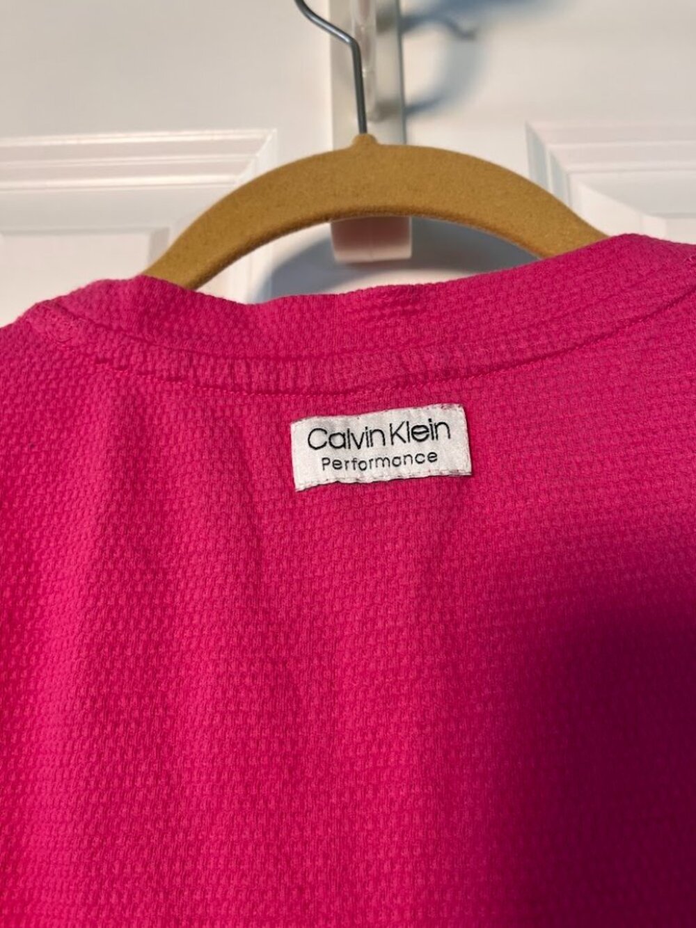 Calvin Klein Performance Magenta Pink Waffle Knit Tank Top M Ruched Cinch Side - Picture 6 of 7